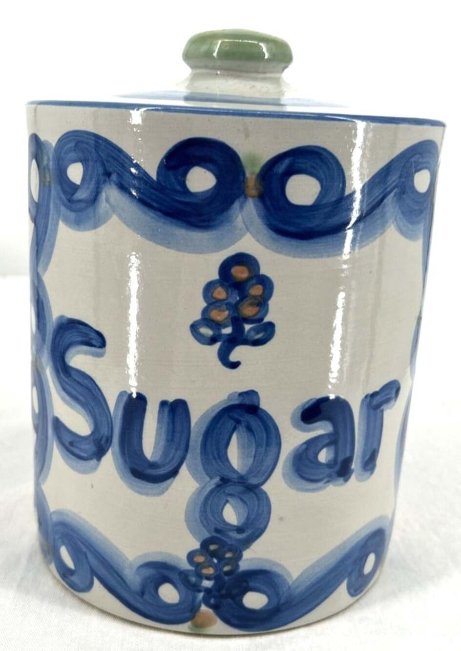 M. A. Hadley Sugar Canister Lidded Large 8" Ceramic Vintage